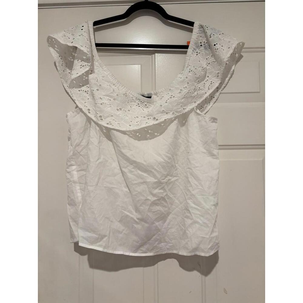 Women's sz XL Banana Republic white eilette 100 % cotton new/ tags shirt #1095